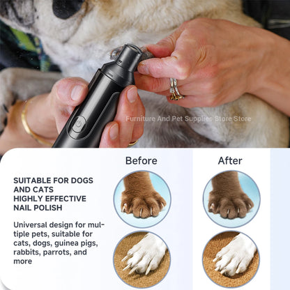 Electric Dog & Cat Nail Grinder. USB Rechargeable Pet Nail Trimmers Painless with Polisher Wheel for Small/Large Pets