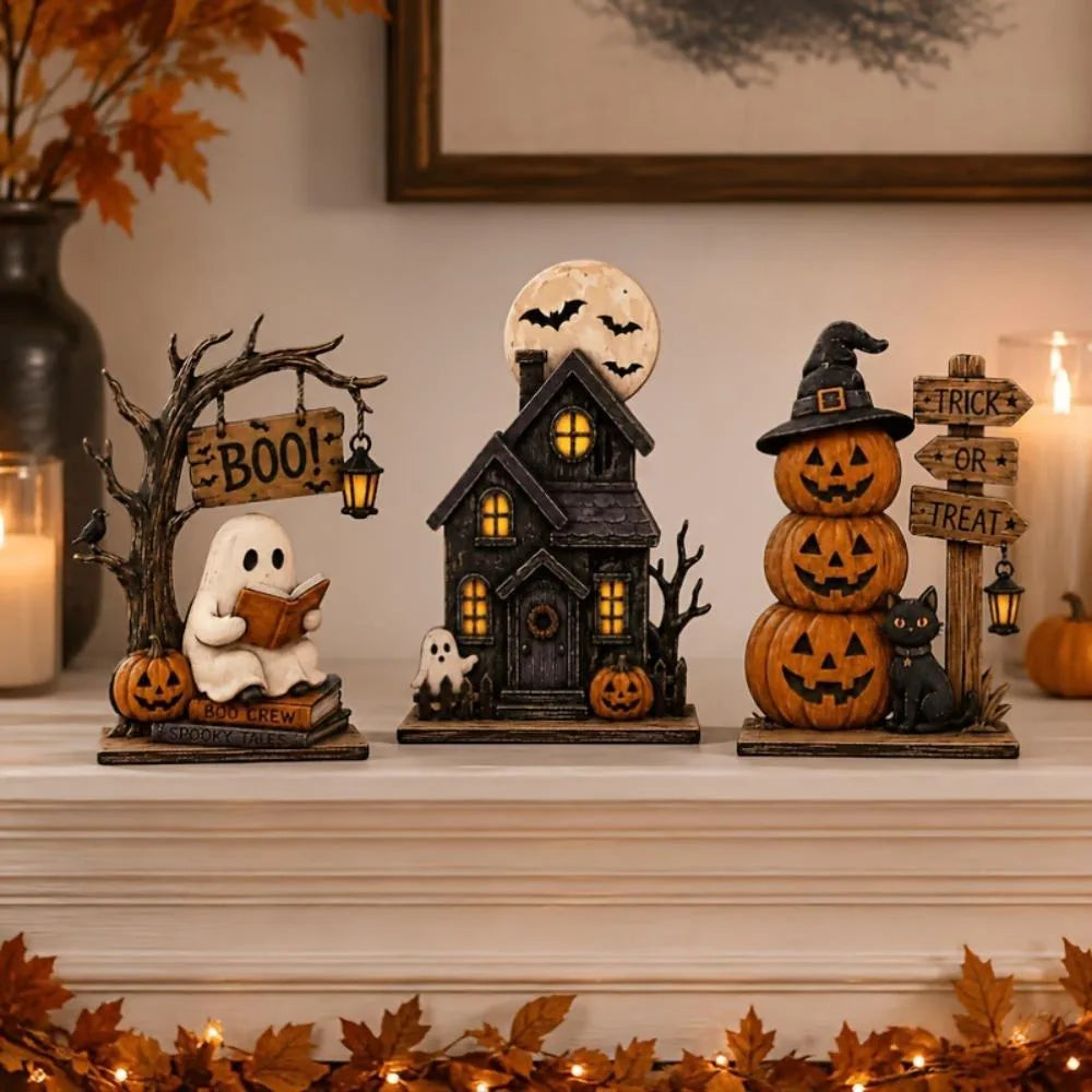 👻 Vintage Halloween Wooden Ghost Ornaments