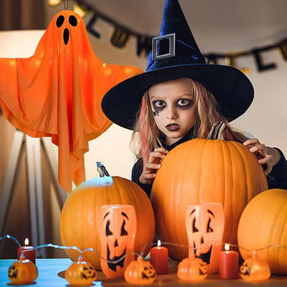 Halloween Party LED Glow Ghost Home Indoor & Outdoor Decoration. Haunted House Bar Hanging Horror Props with Lights
