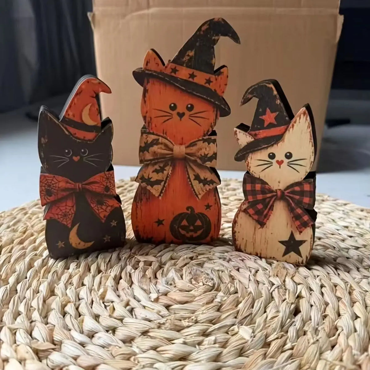 🐈‍⬛ Retro Halloween Witch Cat Decor Set