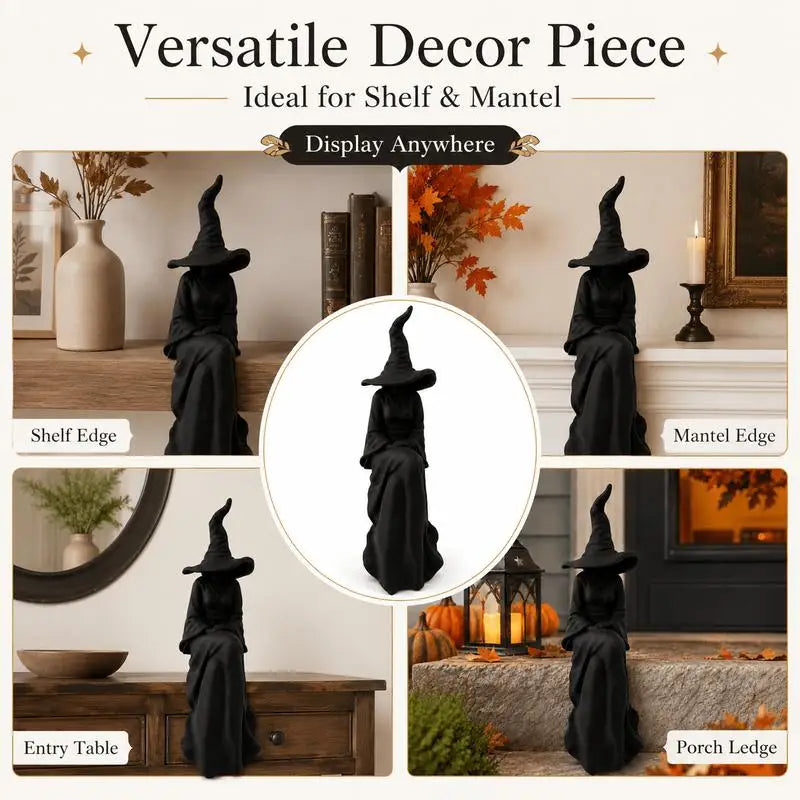 🧙‍♀️ Black Seated Witch Halloween Wall Decor