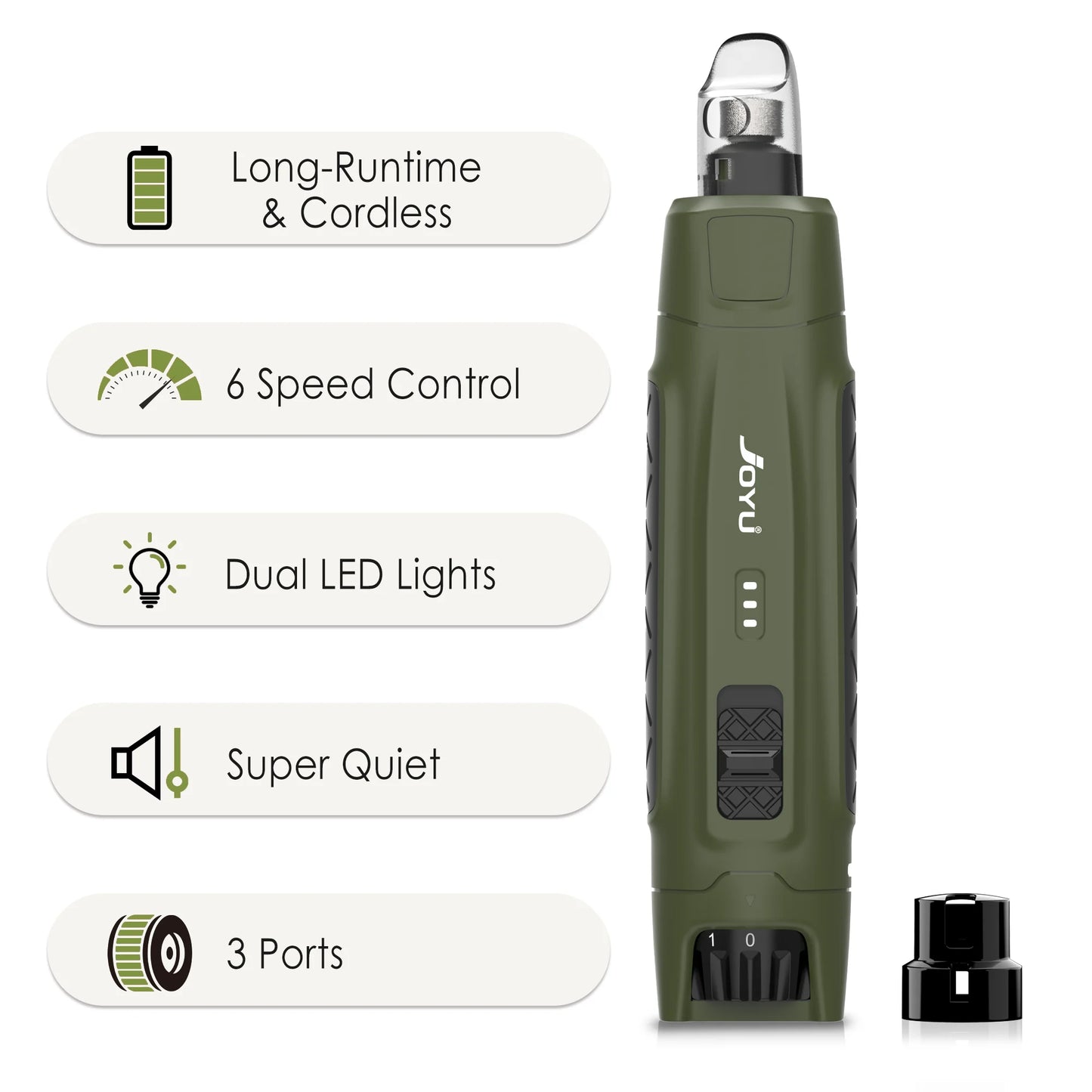 JOYU 6-Speed Quiet Pet Nail Grinder & Paws Clippers with Dual LED Lights for Cats & Dog Claws for Grooming