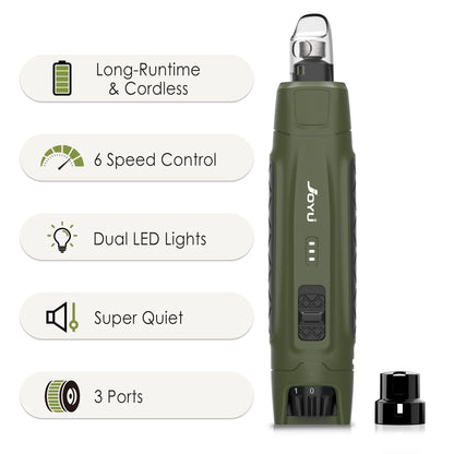 JOYU 6-Speed Quiet Pet Nail Grinder & Paws Clippers with Dual LED Lights for Cats & Dog Claws for Grooming