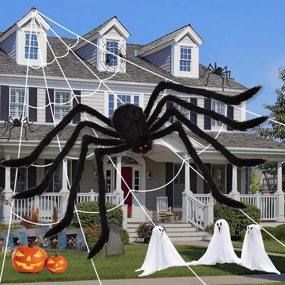 Halloween Big Plush Spider. Horror Halloween Decoration. Party Prop Outdoor Giant Spider Decor 30-200cm Chamber Prank Black Spider