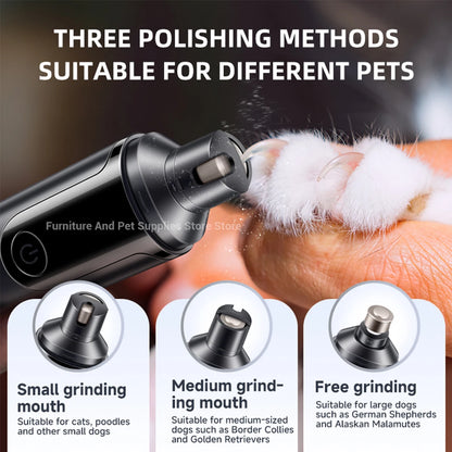 Electric Dog & Cat Nail Grinder. USB Rechargeable Pet Nail Trimmers Painless with Polisher Wheel for Small/Large Pets
