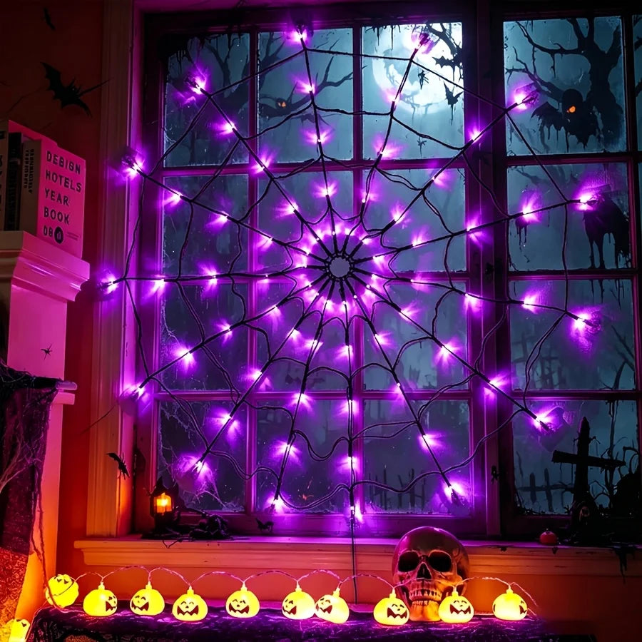 🕷️ Halloween Spider Web LED Net Lights