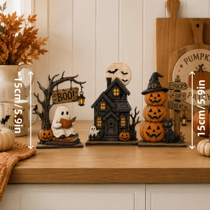 👻 Vintage Halloween Wooden Ghost Ornaments