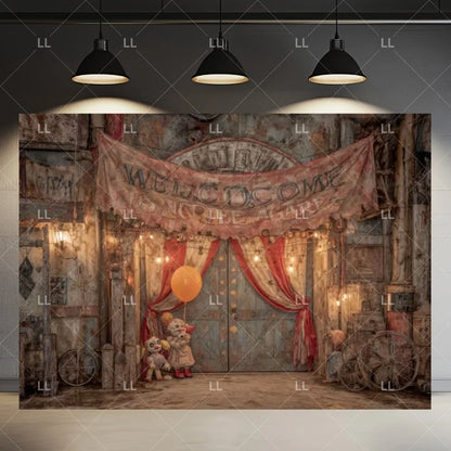 🤡 Scary Circus Halloween Clown Backdrop