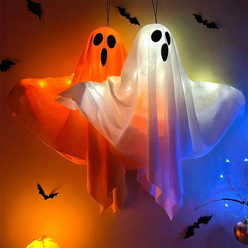 Halloween Party LED Glow Ghost Home Indoor & Outdoor Decoration. Haunted House Bar Hanging Horror Props with Lights