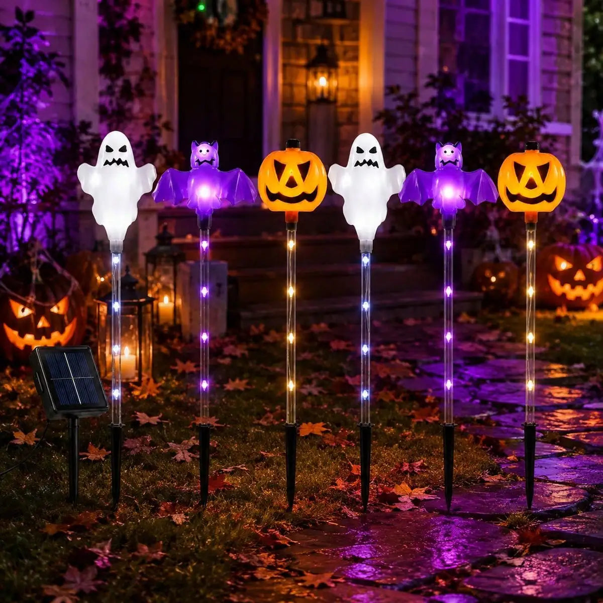 🎃 Halloween Solar Pumpkin Ghost Stake Lights