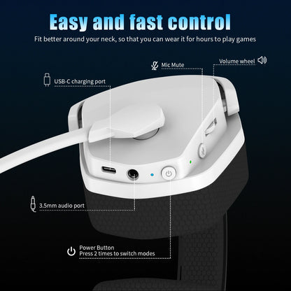 NUBWO G06 Dual Wireless Gaming Headset with Microphone for PS5, PS4, PC, Mobile, Switch. 2.4GHz Bluetooth 5.3 Gaming Headphone