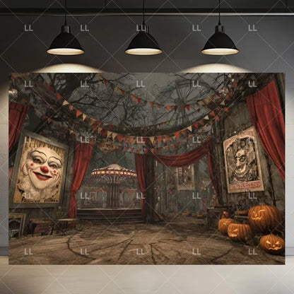 🤡 Scary Circus Halloween Clown Backdrop