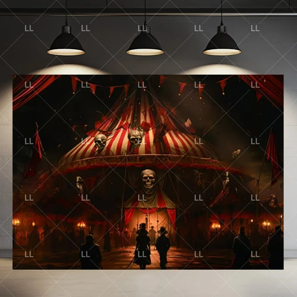 🤡 Scary Circus Halloween Clown Backdrop