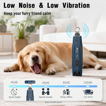 JOYU 6-Speed Quiet Pet Nail Grinder & Paws Clippers with Dual LED Lights for Cats & Dog Claws for Grooming
