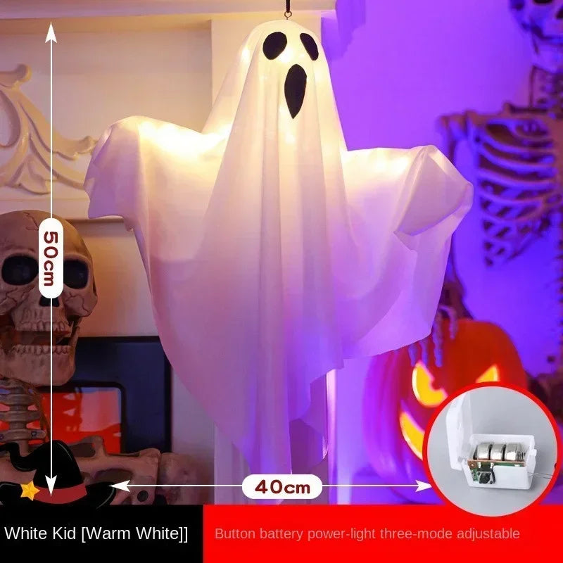 Halloween Glowing White Ghost LED Hanging Ghosts Horror Props with Fairy Light for Indoor & Outdoor Haunted House Halloween Decoration