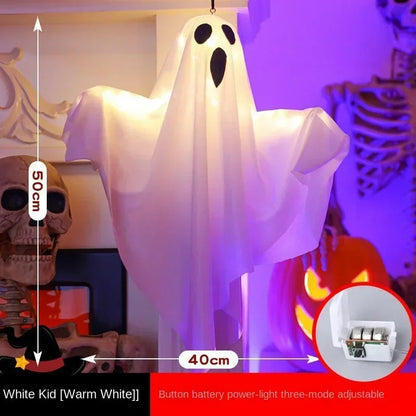 Halloween Glowing White Ghost LED Hanging Ghosts Horror Props with Fairy Light for Indoor & Outdoor Haunted House Halloween Decoration