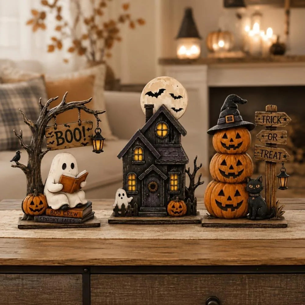 👻 Vintage Halloween Wooden Ghost Ornaments