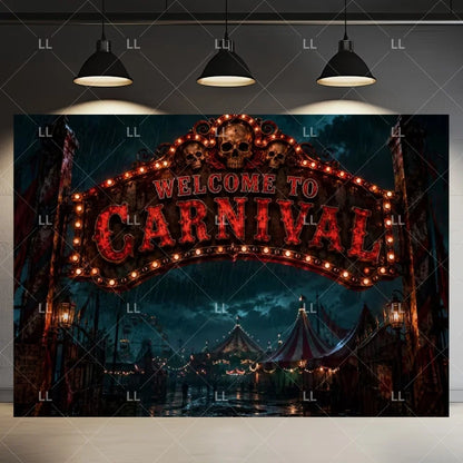 🤡 Scary Circus Halloween Clown Backdrop