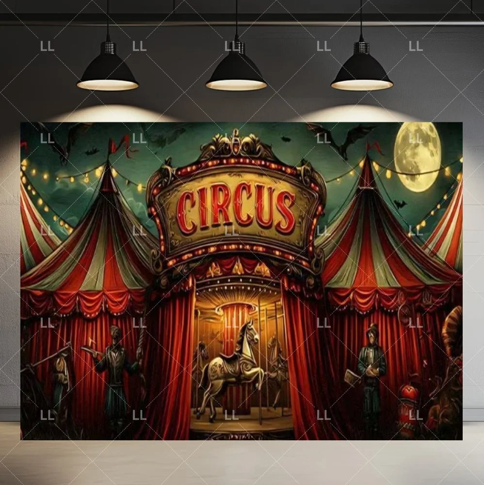 🤡 Scary Circus Halloween Clown Backdrop