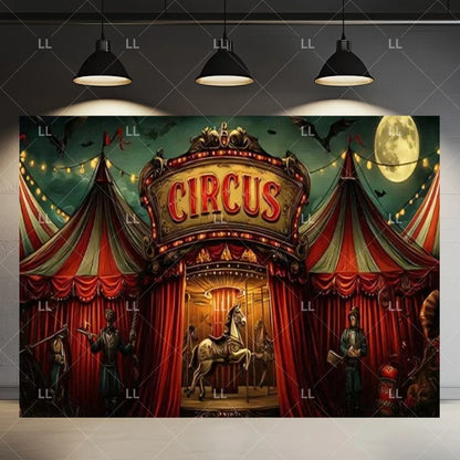 🤡 Scary Circus Halloween Clown Backdrop
