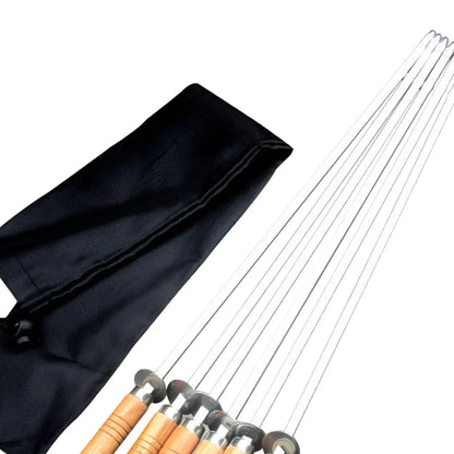 6Pcs Stainless Steel Flat Skewers Barbecue Skewers for Cooking Picnic Meat