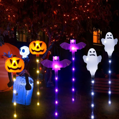 🎃 Halloween Solar Pumpkin Ghost Stake Lights