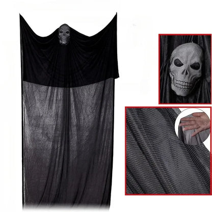 3.5M Halloween Hanging Skull Ghost Haunted House Decoration With LED lights & Sound. Ghost Ornament Indoor & Outdoor Halloween Party Decor