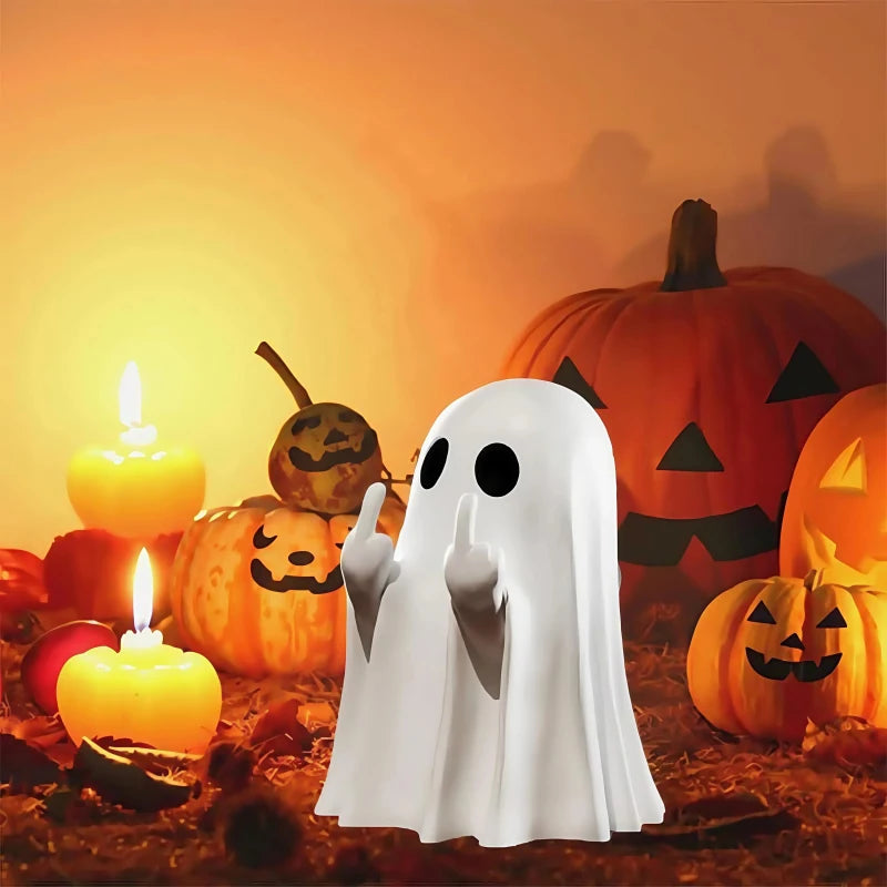 👻 Cute Middle Finger Ghost Halloween Statue