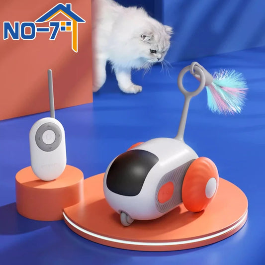 Smart Cat Toy. Interactive Cat Car Toy. Automatic Rolling or Remote Control for Indoor Cat Accessories & Kittens