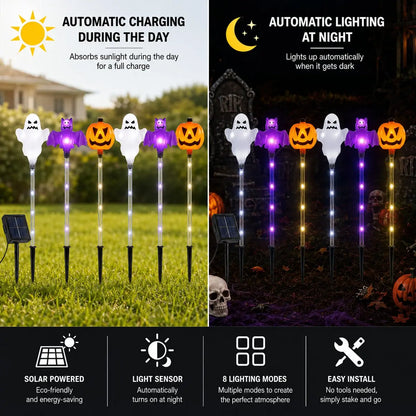 🎃 Halloween Solar Pumpkin Ghost Stake Lights