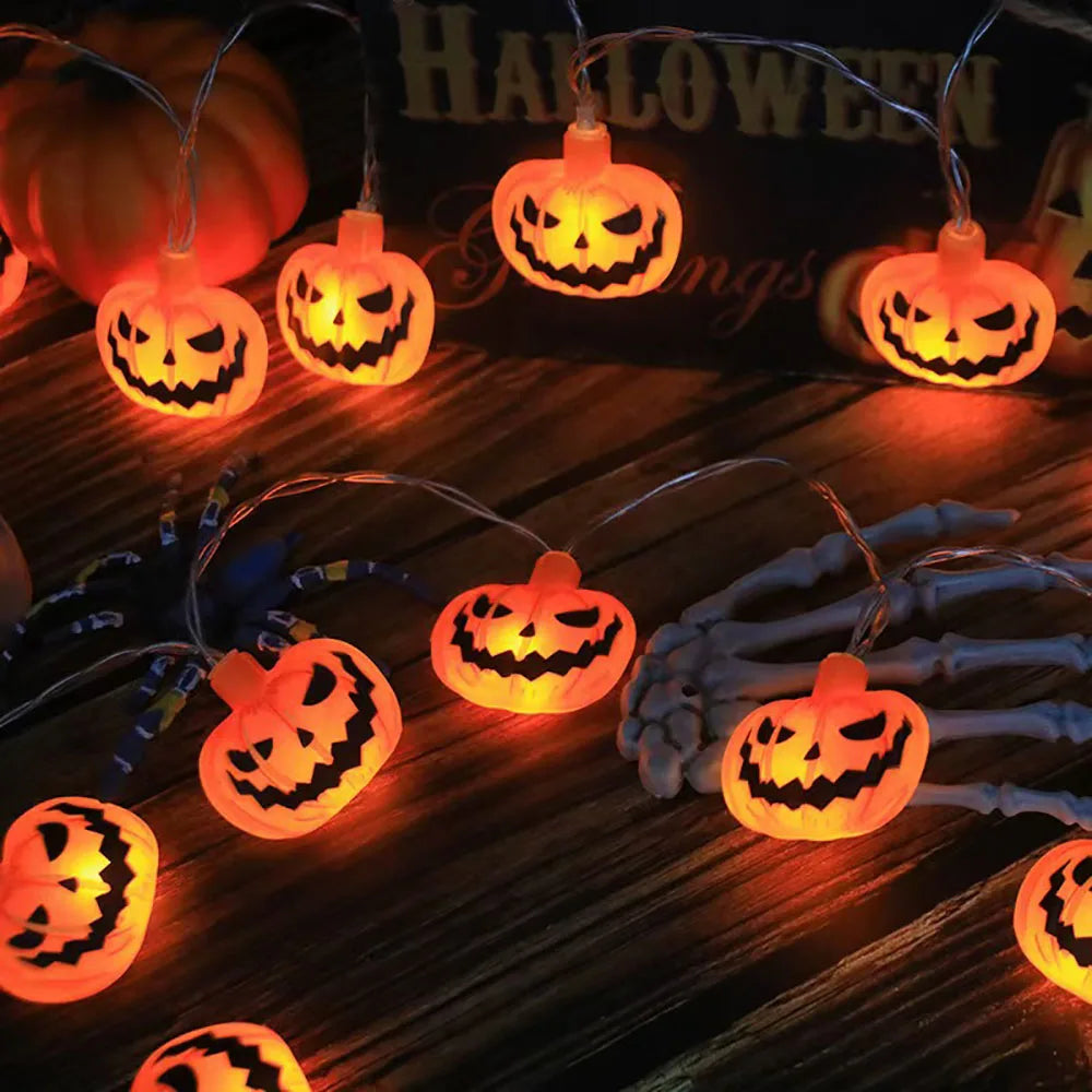 Halloween Decoration LED String Lights. Pumpkin, Ghosts, Spider Web Hanging Lamp. Home Outdoor Lantern Props