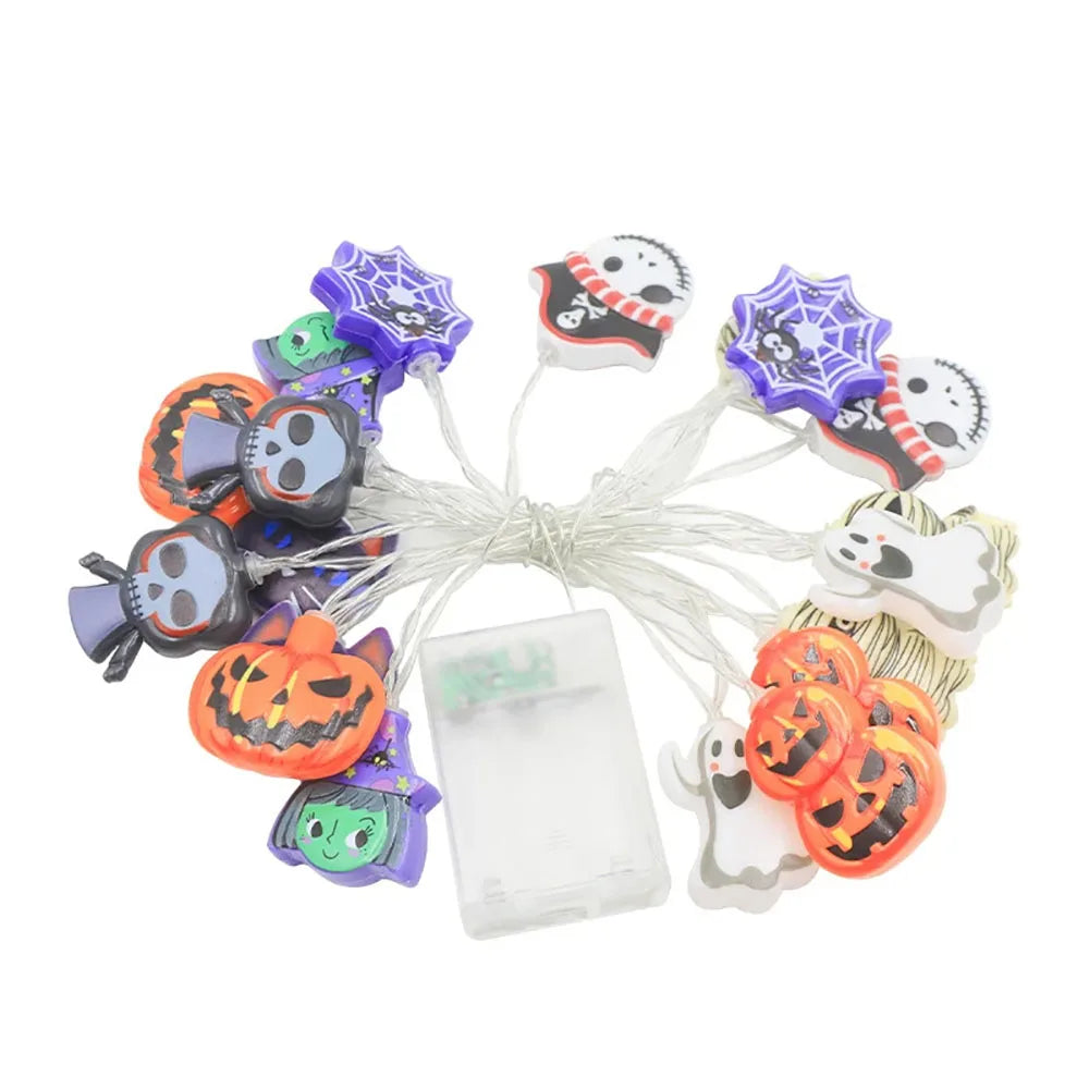 Halloween Decoration LED String Lights. Pumpkin, Ghosts, Spider Web Hanging Lamp. Home Outdoor Lantern Props