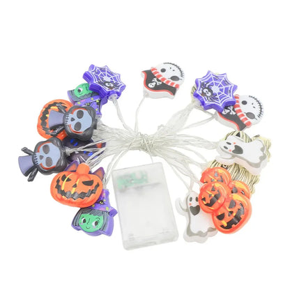 Halloween Decoration LED String Lights. Pumpkin, Ghosts, Spider Web Hanging Lamp. Home Outdoor Lantern Props