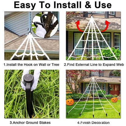 Halloween Triangle Spider Web. 5m Large Plush Simulation Spider Web. Haunted Home Outdoor Yard Decoration Props