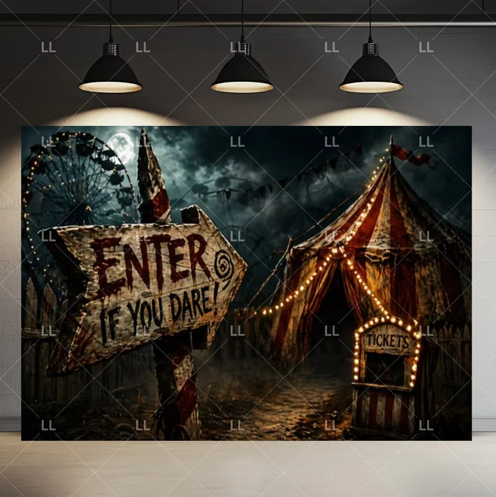 🤡 Scary Circus Halloween Clown Backdrop