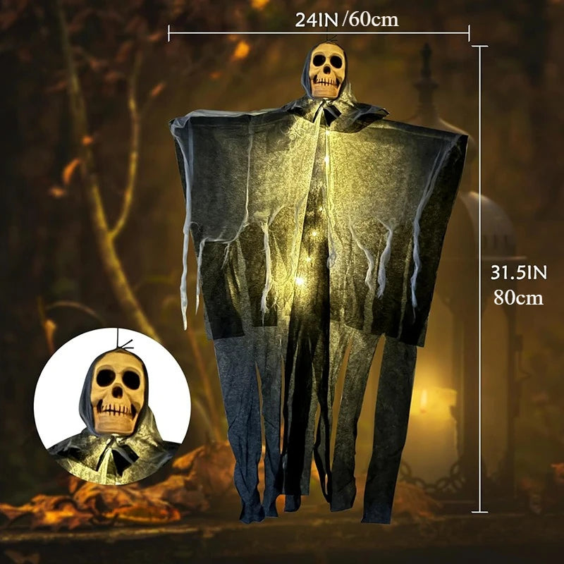 1pcs Halloween Glowing Skull Skeleton Gauze Hanging Home Outdoor Garden Decoration