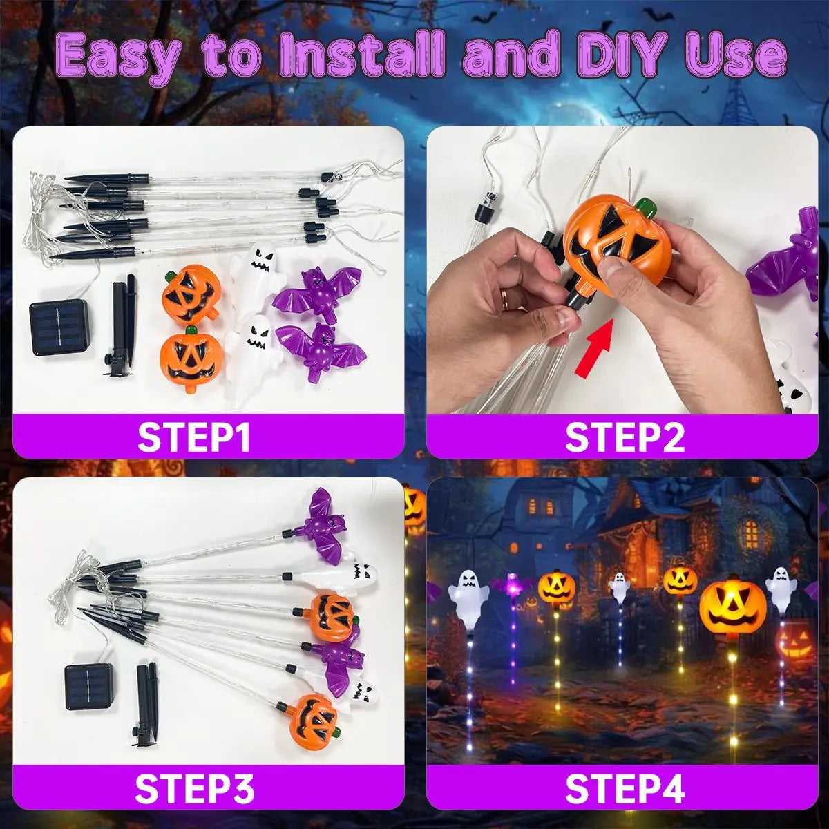 🎃 Halloween Solar Pumpkin Ghost Stake Lights