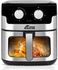 8.5QT Air Fryer, Upgraded Family Size Capacity, Visual Window, Square Basket Stainless Steel Air Fryers