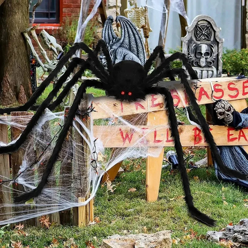 Halloween Big Plush Spider. Horror Halloween Decoration. Party Prop Outdoor Giant Spider Decor 30-200cm Chamber Prank Black Spider