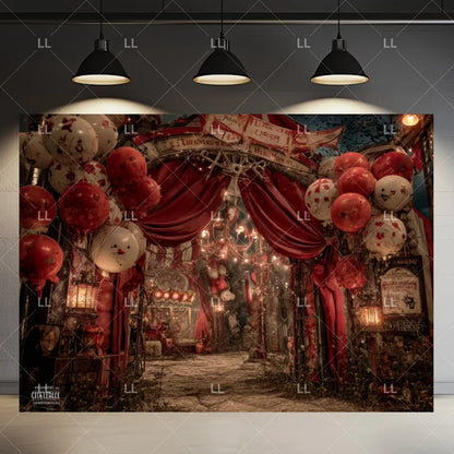 🤡 Scary Circus Halloween Clown Backdrop