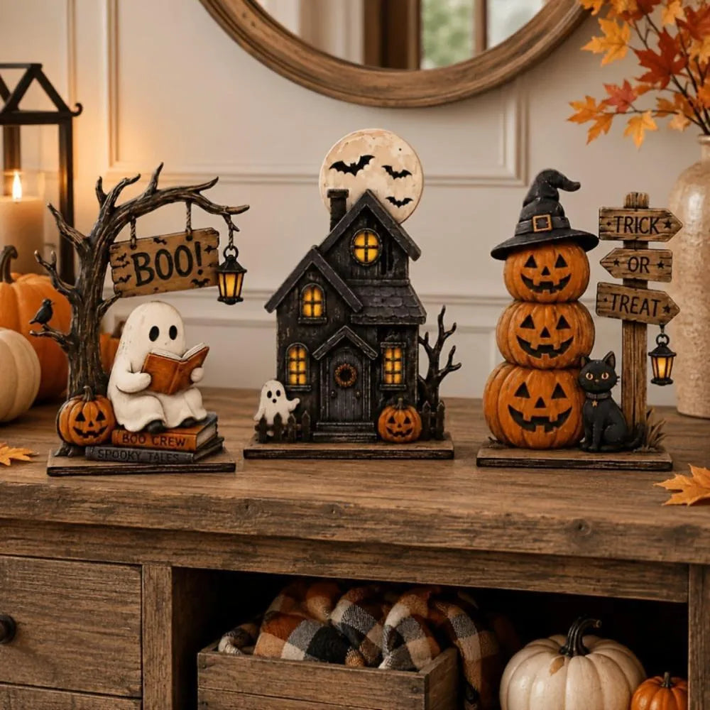 👻 Vintage Halloween Wooden Ghost Ornaments