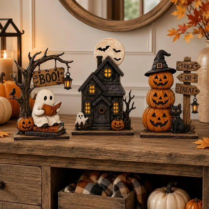 👻 Vintage Halloween Wooden Ghost Ornaments