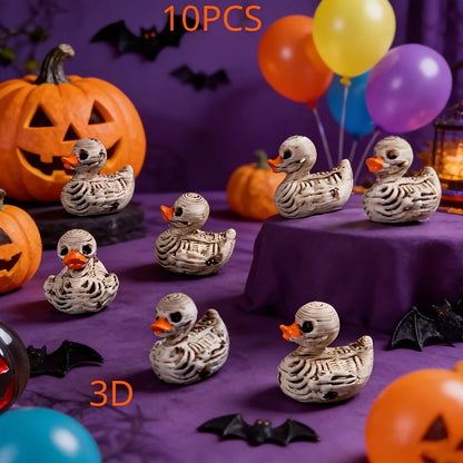 💀 Cute Gothic Skeleton Duck Figurines