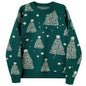 Women's Christmas Red Pullover Sweater Round Neck. Knit Casual Lazy Style New Year Top Contrast. Christmas Tree Autumn Winter 2025
