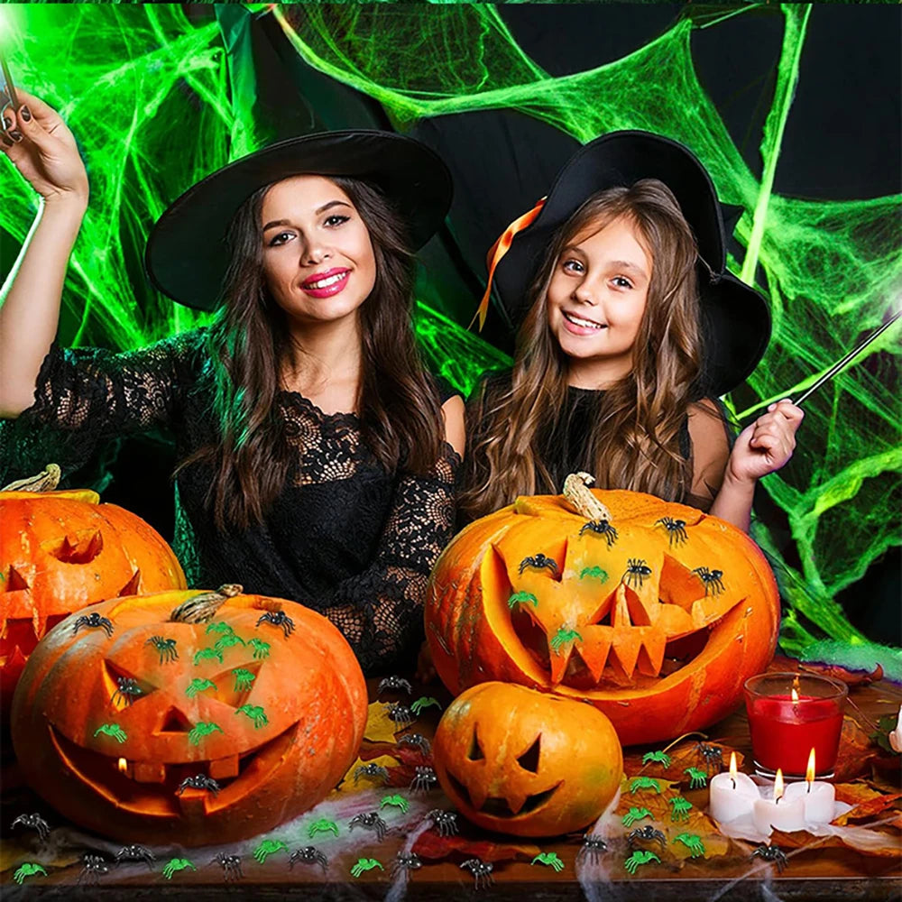 Halloween Fluorescent Spider Webs. Glow In The Dark Spider Webs Halloween Cobweb. Outdoor Horror Decorations