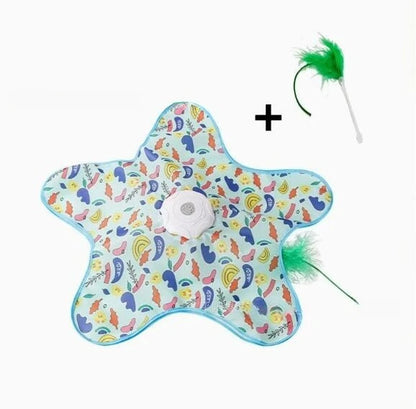 Interactive Hide and Seek Cat Toy with Mouse Squeaky Sound. Motion Activated Moving Concealed Feathers Kitten Teaser Toy