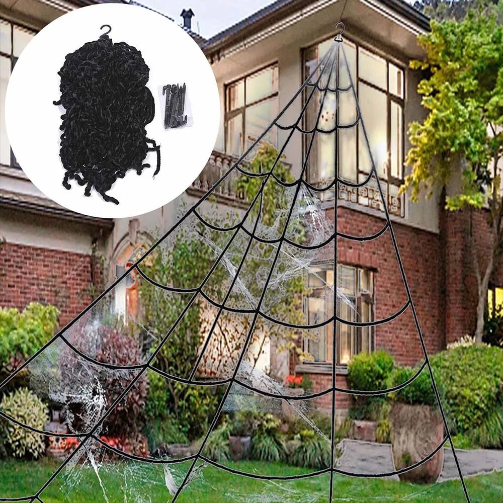 Halloween Triangle Spider Web. 5m Large Plush Simulation Spider Web. Haunted Home Outdoor Yard Decoration Props