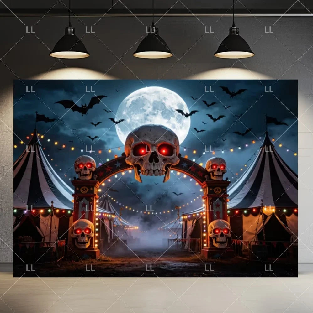 🤡 Scary Circus Halloween Clown Backdrop