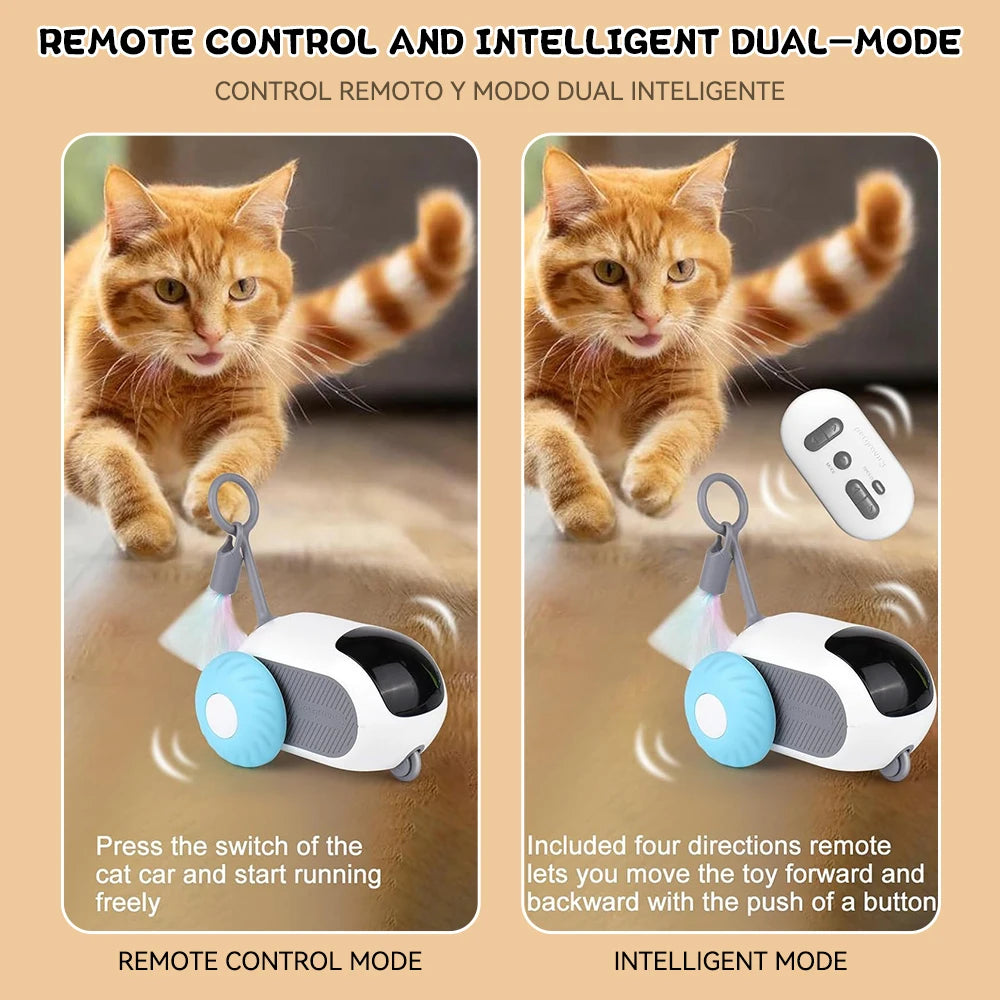 Smart Cat Toy. Interactive Cat Car Toy. Automatic Rolling or Remote Control for Indoor Cat Accessories & Kittens