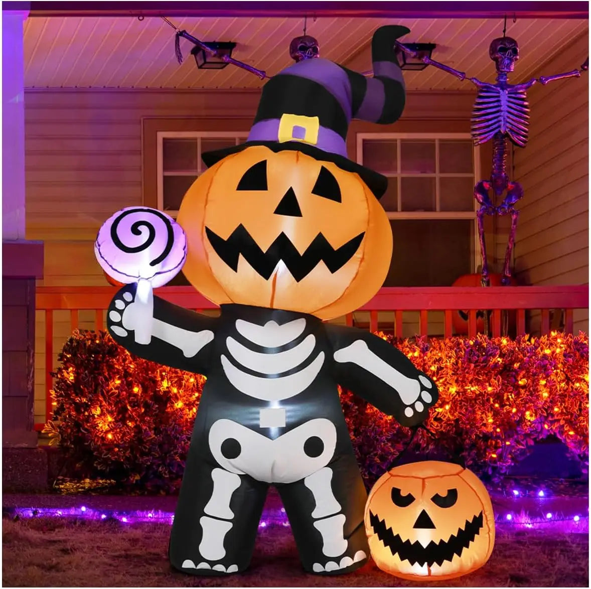 6FT Halloween Inflatable Pumpkin Skull – Yard Decor